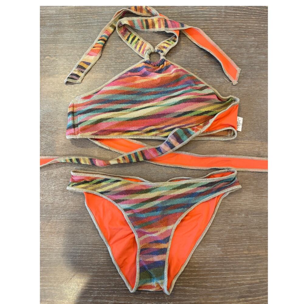 BECCA Waves Bikini Swimsuit Top Women L Bottom M